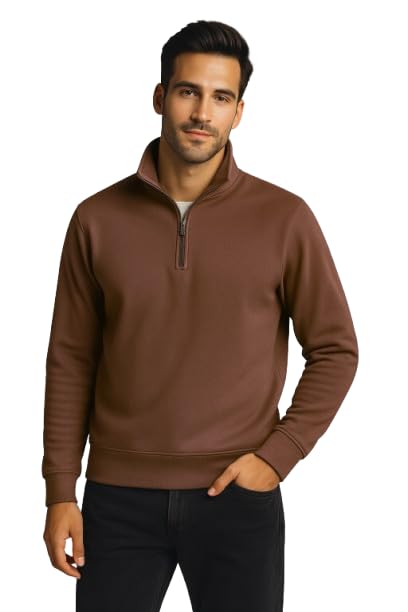 Half Zipper Solid Sweatshirt for Men-image-43