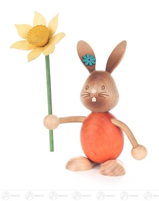 Rudolphs Schatzkiste Ostern & Frühjahr Hase Stupsi mit Blume Höhe ca 14,5 cm NEU Erzgebirge Osterhase Osterdeko