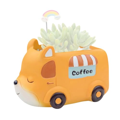 Car Planter Pot, Animal Cartoon Planter, Resin Flower Pot, Cute Car Flower Pot, Cartoon Resin Planter 13.5x8.5x8cm/5.31x3.35x3.15 Inches for Garden, Offices, Balcony, Study