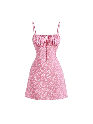 Floerns Women's Summer Floral Cherry Print A Line Short Cami Dress