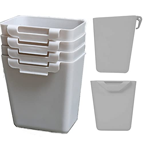 6 Pack Hanging Cup Holder, Rolling Cart Accessories Utility Cart Accessories Hanging Box Pencil Holder Storage Containers Cup Planter Hanging Buckets for Craft Supplies (Gray)