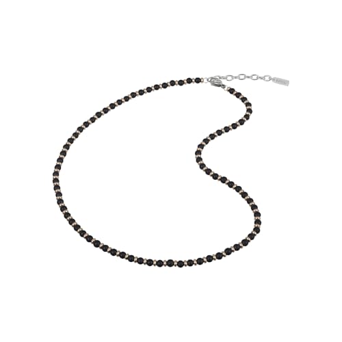 Breil, Collezione Black Onyx, Collana Uomo di Ispirazione Marinara, Sfere in Onice Nero e Acciaio Specchiato IP Gold, Pratica Chiusura a...