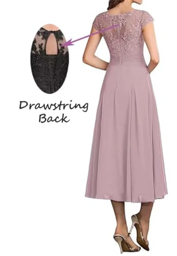 Cap Sleeves Mother of Bride Dresses Scoop Neck Laces Chiffon Mother of The Groom Dress for Women Elegant Mother Dress2