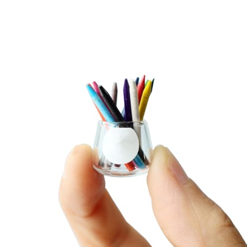 Miniatures Crayon, Dollhouse Tiny Colored Crayon Pencil, with Glass, 1:12 Tiny Colored Crayons, for Dollhouse Miniatures Accessories Making Crafts (1PCS)