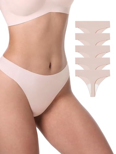 Image of LUCKMEEY Seamless Thongs for Women No Show Thong Panties for Women No Line G-String Thongs Sexy Shapewear Underwear Pack