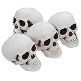 Veemoon 4 calaveras de plástico realistas para decoraciones de Halloween, mini accesorios de calavera para fiestas, manualidades y decoración del hogar para eventos espeluznantes y reuniones temáticas