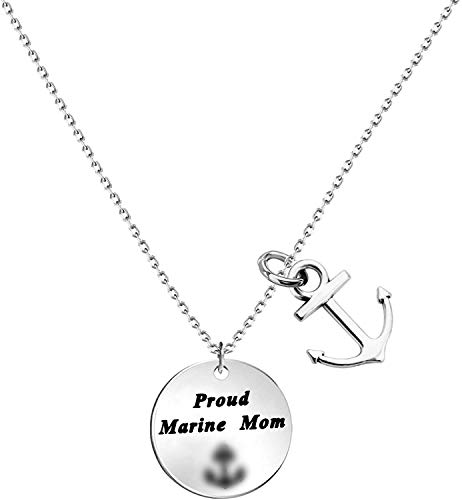 LQRI Military Mom Gift Proud Military Mom Necklace with Anchor Charm Military Mom Jewelry Military Mom Jewelry Gift for Military Mom