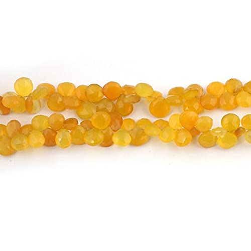 Calcédoine jaune en perles cœurs et poires facettées de qualité supérieure 8 pouces