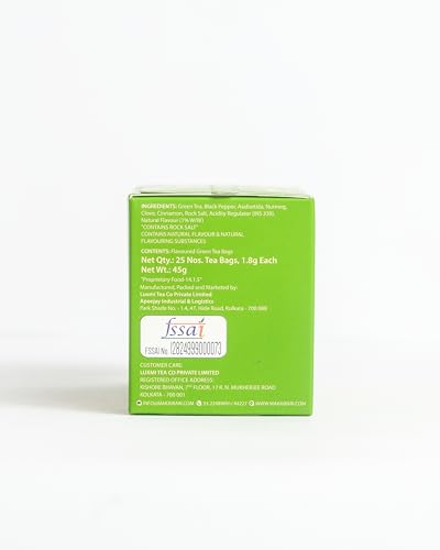 Image of Makaibari Apoorva Green Valley Detox Kahwa Green Tea 25 Tea Bags, Immunity Booster, Blended with Rock Salt, Tulsi, Cardamom, Cinnamon, Black Pepper