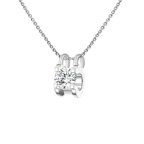 Collier en Or Blanc anti-ternissement avec Moissanite 1ct pour peau sensible