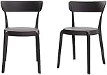 Amazon Basics Dark Grey, Armless Bistro Dining Chair-Set of 2, Premium Plastic
