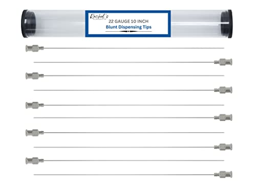 Rachel's Closeouts 10 packs of 22 Gauge Needle 10 inch Stainless Steel Blunt Tip Needle Dispensing Needle Luer Lock Tips Needle -Industrial Needles for Ink Cartridges,Glue,Syringes,Woodworking