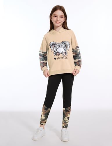 Image of Gaupafmb Girls Clothes Cool Girl Print Tie Dye Hoodie Pullover Sweatshirt Leggings 2PC Outfits