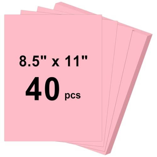 40 Sheets Cardstock 8.5x11 65lb Pink Card Stock Construction Paper 180gsm Thick Printer Paper for Printing Painting Card Making Kids School Supplies Party Decorations