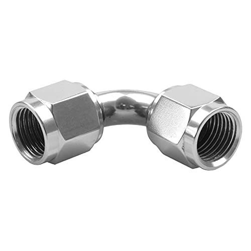 06AN 90 deg Female to Female an & JIC Flare Swivel Coupling Clear