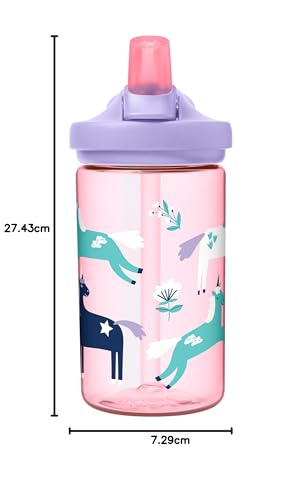 Image of CamelBak Kids Eddy+ Bite Valve Straw Tritan Renew Water Bottle Unicorn Floral, 14oz, 400 ml