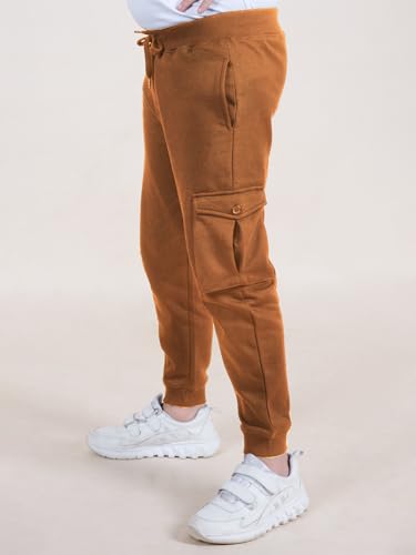 Image of KiddoPanti Boys Solid Fleece Cargo Track Pants | Cotton Poly Fleece Fabric | Ankle Length Jogger | 2 Cargo Pocket,1 Side Pocket | Elastic Waist & Drawcord | Jogger Track Pants