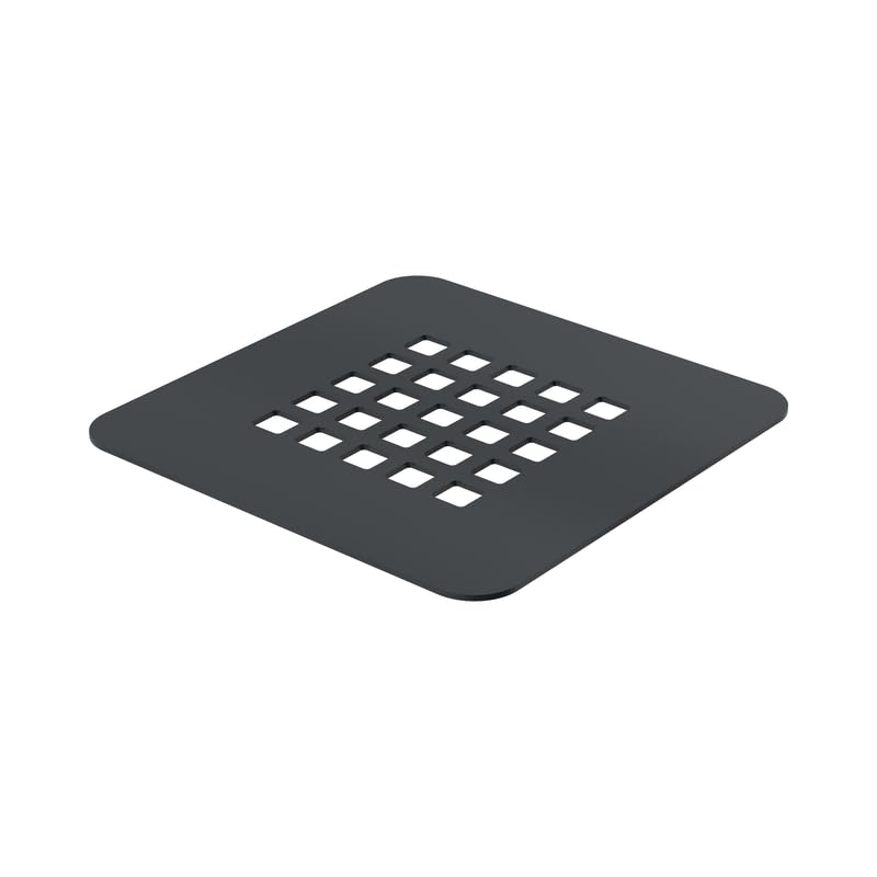ERCOS Rejilla Cubretapón para Plato de Ducha Stone, Acero Inoxidable, Fácil de Limpiar, 125x125 mm, Color Gris Opaco