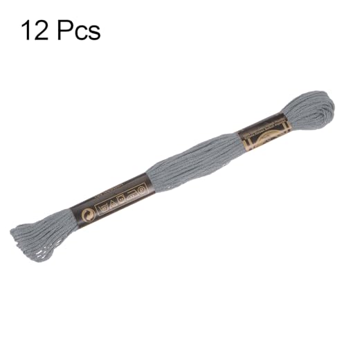 Image of HARFINGTON 12 Skeins Embroidery Floss 8.75yds(8m) Egyptian Long-Staple Cotton Cross Stitch Thread for Sewing DIY Bracelet Yarn String and Crafts, Dark Grey(6004)