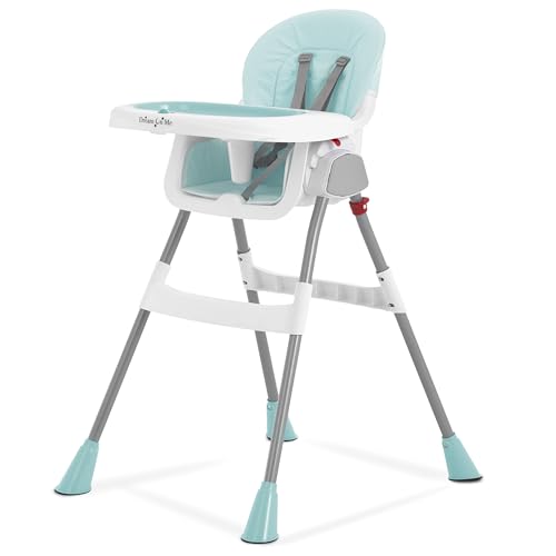 Image of Dream On Me TableTalk 2-in-1 High Chair for Baby & Toddler – Convertible High Chair to Junior Chair, Removable Padded Seat, Dual Dishwasher-Safe Trays, Styrdy Steel Frame, Quick Folding Design – Aqua