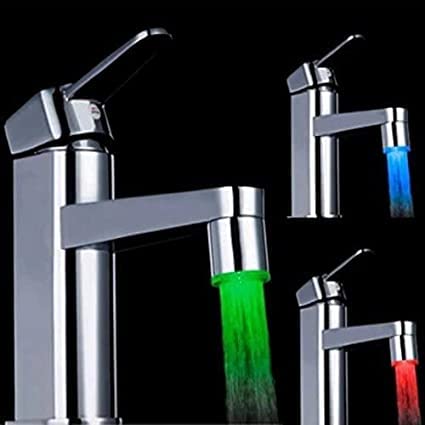 see ever 3-Color Temperature Sensitive Gradient LED Water Faucet Light Water Stream Color Changing Faucet Tap Sink Faucet for Kitchen and Bathroom