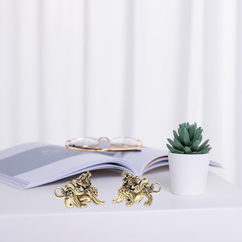 Estatua Feng Shui Pixiu Latón 2pcs Decoración Hogar Oficina miniatura 6