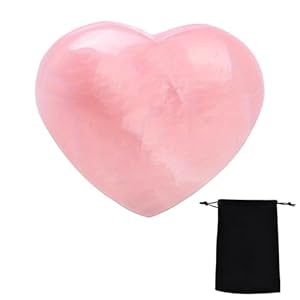 Dguso Rosenquarz Herz Kristall hcxzgf11 mit Samtbeutel