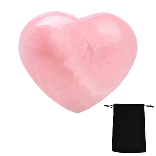 Dguso Rosenquarz Herz Kristall hcxzgf11 mit Samtbeutel