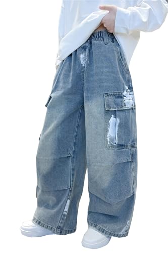 SANGTREE Boys' Baggy Jeans Spray Paint Denim Cargo Pants Hip Hop Streetwear, 4-14 Years2