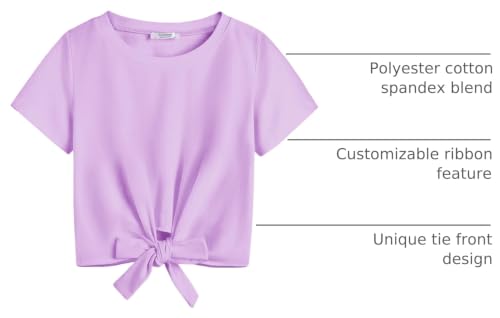 Image of Arshiner Girls Short Sleeve Shirts Tie Knot Front Tops T Shirts for Kids Crewneck Cute Casual Tie Dye Tee Blouse