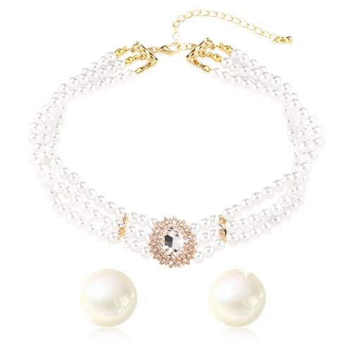 collier perles enfilées ras du cou vintage pour femmes et jeunes filles bal