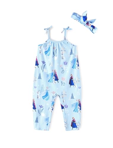 Image of Disney Frozen Elsa Princess Minnie Stitch Marie Girls Romper with Bow Tie Strap and Headband Cute Jumpsuit for Baby & Toddler