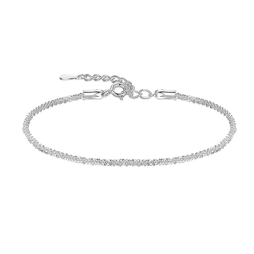 Elegant White Gold Thin Chain Bracelet for Women - Adjustable Dainty Wrist Jewelry