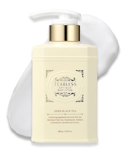 TEABLESS Antique Body Lotion Herb Black Tea, Daily Moisturizer for Dry Skin & Sensitive Skin, Non-Greasy, Korean Skin Care 16.93oz