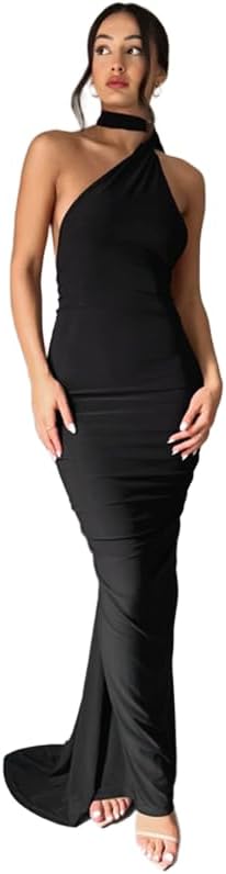 backless sexy dress Amazon.com: Women's Sexy Backless Dress One Shoulder Maxi Elegant Ruched O  Ring Sleeveless Evening Dress Formal Gown Cocktail Dress Black : Clothing,  Shoes & Jewelry main image 0