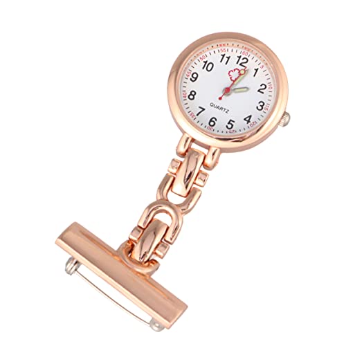 ANDRESLAD Reloj de Enfermera portátil Bolsa alfiler Clip retráctil Porta credencial Fob Reloj Digital señoras Mama Relojes de Mujer Reloj de Bolsillo Enfermera Colgando Reloj Golden