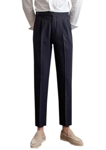 SANGTREE Men's Classic Naples Italian Style Cropped Business Dress Pants