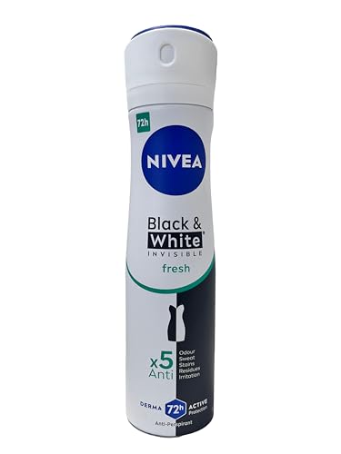 NIVEA Black & White Invisible Fresh Spray 6 x 150 ml Déodorant femme pour une fraîcheur 72h Déodorant spray anti-transpirant contre les odeurs, la sueur,...