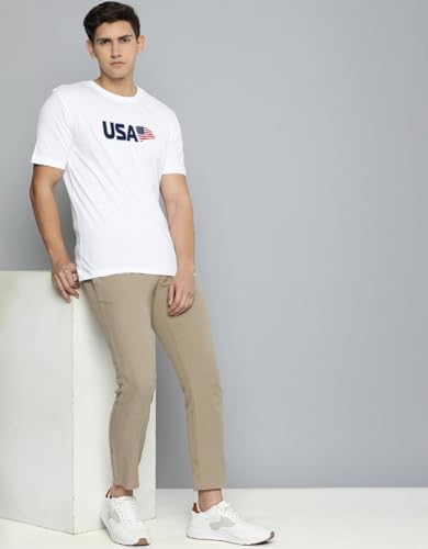 Image of Veirdo Regular Fit Half Sleeves Round Neck Typographic Printed Pure Cotton T-Shirt for Men (Available Colors: Black, Navy, Swan White, & White) (Sizes: S to 2XL)
