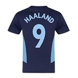 Manchester City FC Officiel - T-Shirt pour Entrainement de Football - garçon - Bleu Marine Haaland - 8-9 Ans