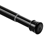Ginbel Direct No Sectional Assembly Tension Curtain Rod 56-104 Inch, 1' Diameter Spring Long Adjustable Shower Curtain Rods for Bathroom Windows Closet No Drilling No Rust, Black