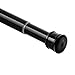 Ginbel Direct Tension Curtain Rod Pole Black Adjustable Room Divider for Bathroom Closet Stall Windows 56 to 104 inch, No Drilling, Black
