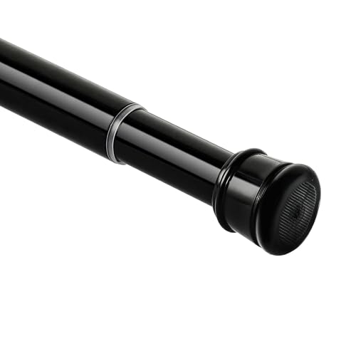Ginbel Direct No Sectional Assembly Tension Curtain Rod 56-104 Inch 1 Diameter Spring Long Adjustable Shower Curtain Rods for Bathroom Windows Closet No Drilling No Rust Black