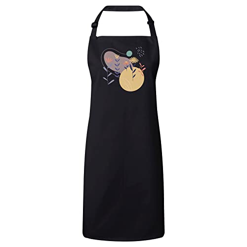 Tablier cuisine noir minimaliste motif fleur pour passionné de cuisine et pâtisserie
