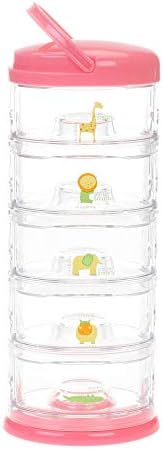 Innobaby Packin' Smart Stackable and Portable Storage System for Formula, Baby Snacks and More. Set of 5 Stackable Containers in Strawberry Sorbet. BPA Free.