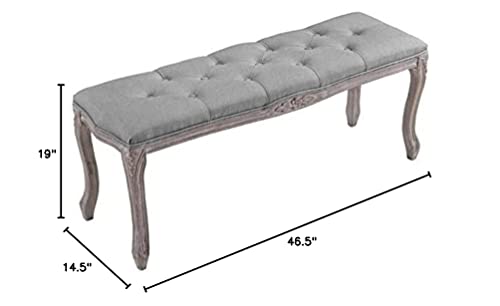 Modway Regal Vintage French Upholstered Bench In Light Gray #TOP2