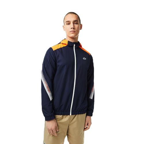 Chaqueta con Capucha Lacoste Hombre Cazadora Deportiva Azul Marino Casual Talla L