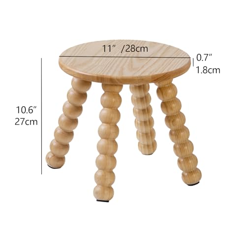 Image of Solid Wooden Step Stool for Adults, 10 inch Stool for Kids Perfect Matched Sensory Table, Sturdy and Versatile Short Foot Stool for Bathroom, Kitchen, Bedroom, Plant Stand Natural