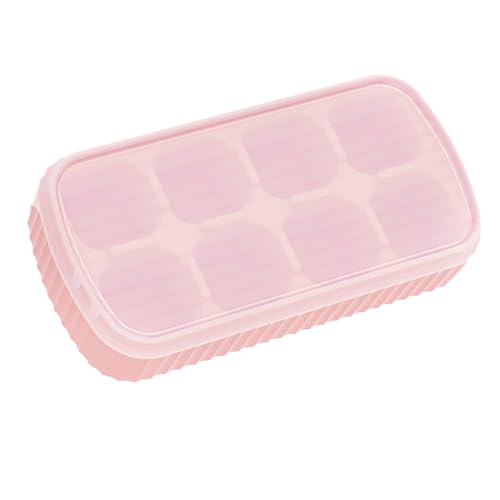Bandeja de hielo de silicona flexible con tapa rosa miniatura 2