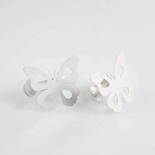 DOUCEUR D'INTERIEUR Suavidad de Interior, 2 alzapaños de 7 x 5,8 cm, Metal Pintado Mariposa, Color Blanco